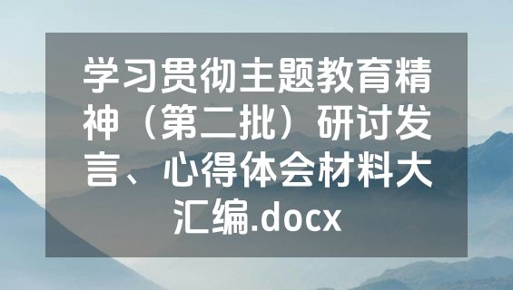 学习贯彻主题教育精神（第二批）研讨发言、心得体会材料大汇编.docx