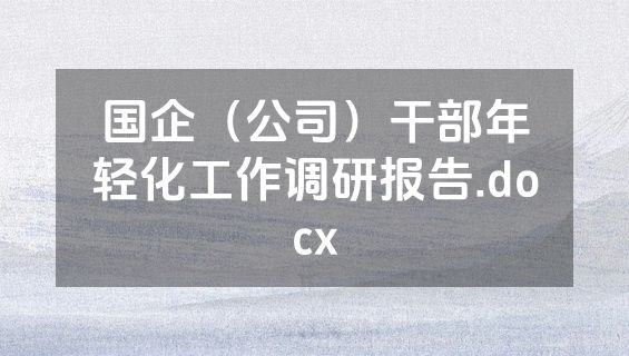 国企（公司）干部年轻化工作调研报告.docx
