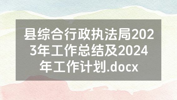 县综合行政执法局2023年工作总结及2024年工作计划.docx