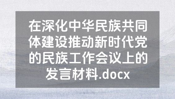 在深化中华民族共同体建设推动新时代党的民族工作会议上的发言材料.docx