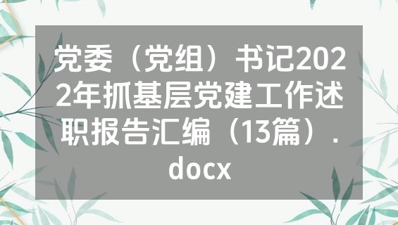 党委（党组）书记2022年抓基层党建工作述职报告汇编（13篇）.docx