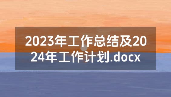 2023年工作总结及2024年工作计划.docx