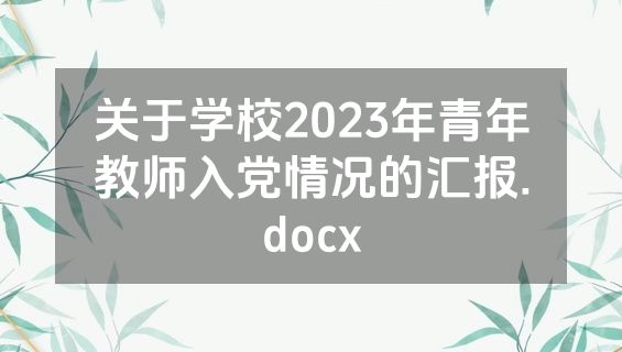 关于学校2023年青年教师入党情况的汇报.docx