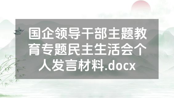 国企领导干部主题教育专题民主生活会个人发言材料.docx