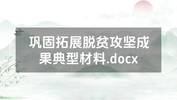 巩固拓展脱贫攻坚成果典型材料.docx