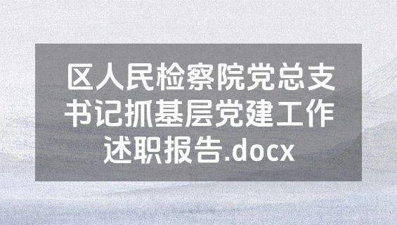 区人民检察院党总支书记抓基层党建工作述职报告.docx