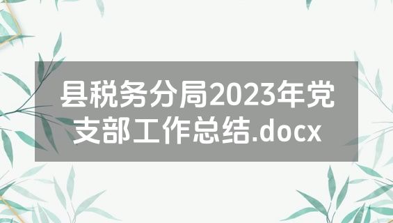县税务分局2023年党支部工作总结.docx