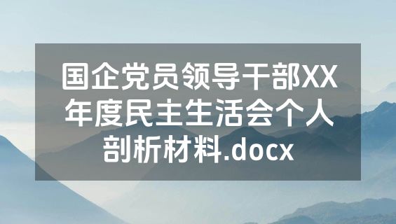 国企党员领导干部XX年度民主生活会个人剖析材料.docx