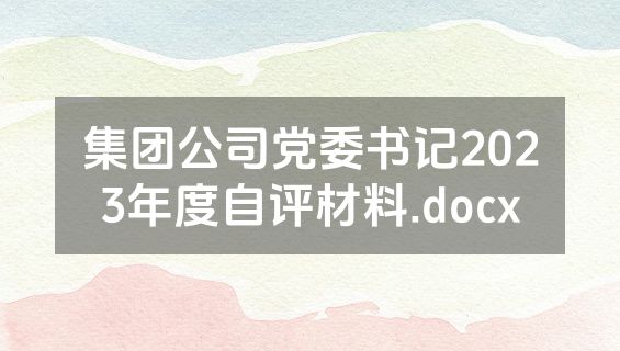 集团公司党委书记2023年度自评材料.docx