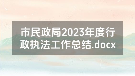 市民政局2023年度行政执法工作总结.docx