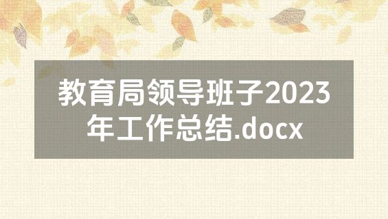 教育局领导班子2023年工作总结.docx