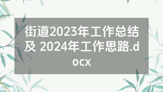 街道2023年工作总结及 2024年工作思路.docx