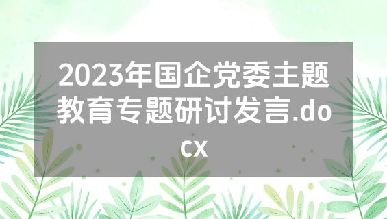2023年国企党委主题教育专题研讨发言.docx