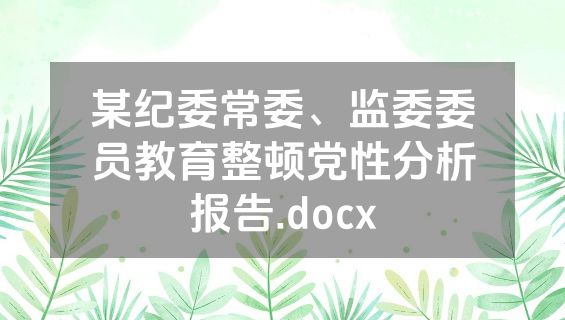 某纪委常委、监委委员教育整顿党性分析报告.docx