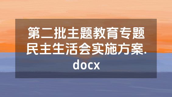 第二批主题教育专题民主生活会实施方案.docx
