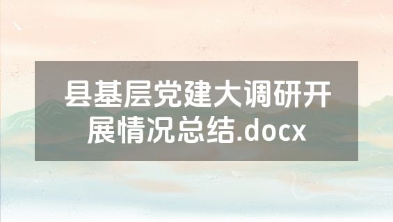 县基层党建大调研开展情况总结.docx
