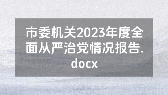 市委机关2023年度全面从严治党情况报告.docx