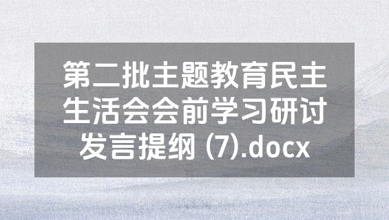 第二批主题教育民主生活会会前学习研讨发言提纲 (7).docx