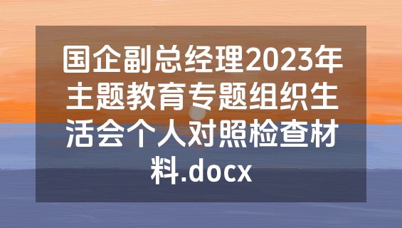 国企副总经理2023年主题教育专题组织生活会个人对照检查材料.docx