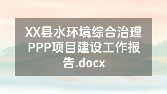 XX县水环境综合治理PPP项目建设工作报告.docx