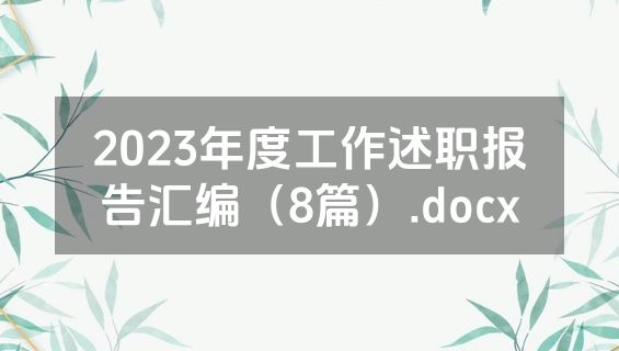 2023年度工作述职报告汇编（8篇）.docx