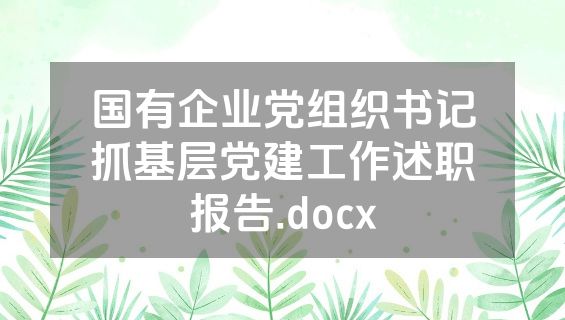 国有企业党组织书记抓基层党建工作述职报告.docx