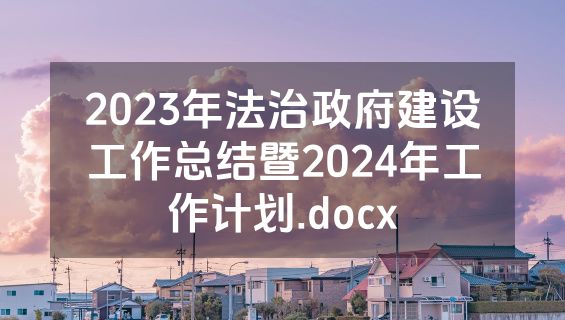 2023年法治政府建设工作总结暨2024年工作计划.docx