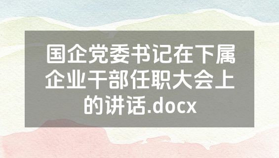 国企党委书记在下属企业干部任职大会上的讲话.docx
