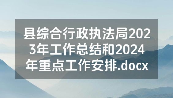 县综合行政执法局2023年工作总结和2024年重点工作安排.docx