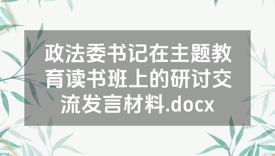 政法委书记在主题教育读书班上的研讨交流发言材料.docx