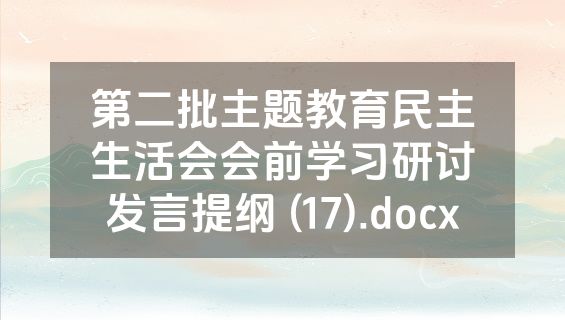 第二批主题教育民主生活会会前学习研讨发言提纲 (17).docx