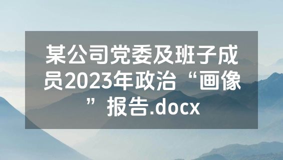 某公司党委及班子成员2023年政治“画像”报告.docx