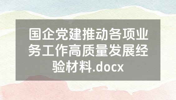 国企党建推动各项业务工作高质量发展经验材料.docx
