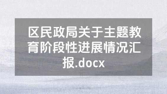 区民政局关于主题教育阶段性进展情况汇报.docx