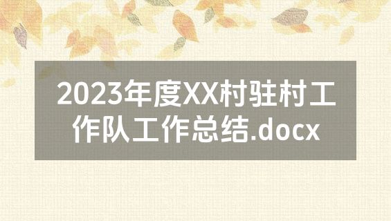 2023年度XX村驻村工作队工作总结.docx