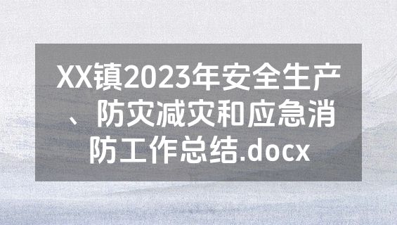 XX镇2023年安全生产、防灾减灾和应急消防工作总结.docx