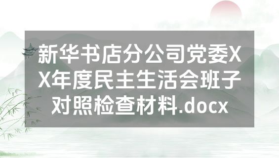 新华书店分公司党委XX年度民主生活会班子对照检查材料.docx