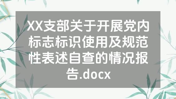 XX支部关于开展党内标志标识使用及规范性表述自查的情况报告.docx