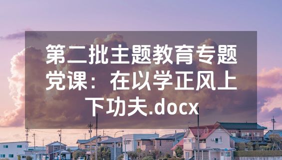 第二批主题教育专题党课：在以学正风上下功夫.docx