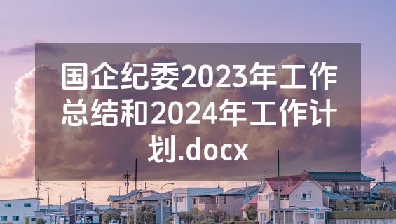 国企纪委2023年工作总结和2024年工作计划.docx