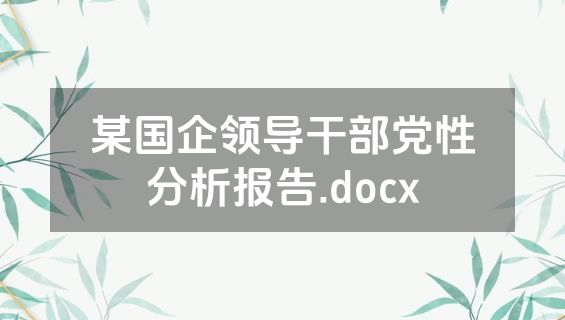 某国企领导干部党性分析报告.docx