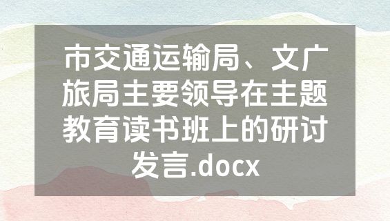 市交通运输局、文广旅局主要领导在主题教育读书班上的研讨发言.docx