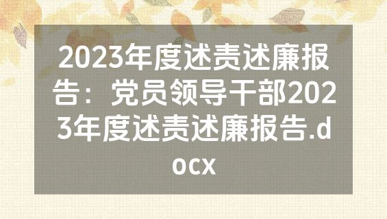 2023年度述责述廉报告：党员领导干部2023年度述责述廉报告.docx