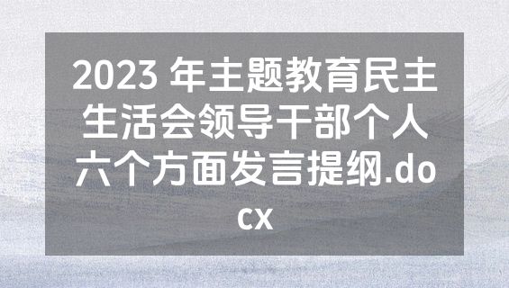 2023 年主题教育民主生活会领导干部个人六个方面发言提纲.docx
