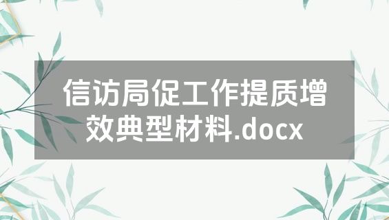 信访局促工作提质增效典型材料.docx