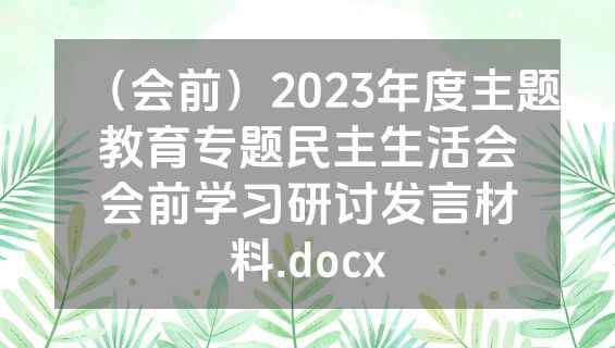 （会前）2023年度主题教育专题民主生活会会前学习研讨发言材料.docx