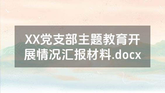 XX党支部主题教育开展情况汇报材料.docx