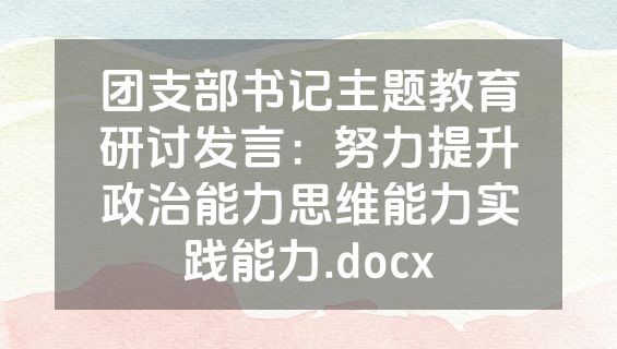 团支部书记主题教育研讨发言：努力提升政治能力思维能力实践能力.docx
