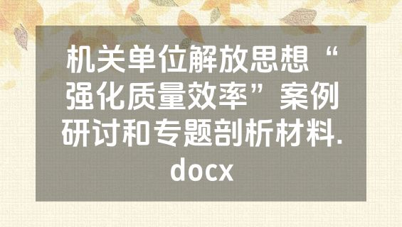 机关单位解放思想“强化质量效率”案例研讨和专题剖析材料.docx