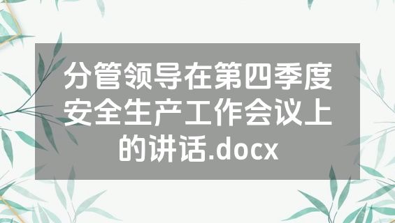 分管领导在第四季度安全生产工作会议上的讲话.docx